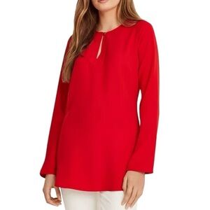 LAUREN RALPH LAUREN Black Label Red Georgette Tunic